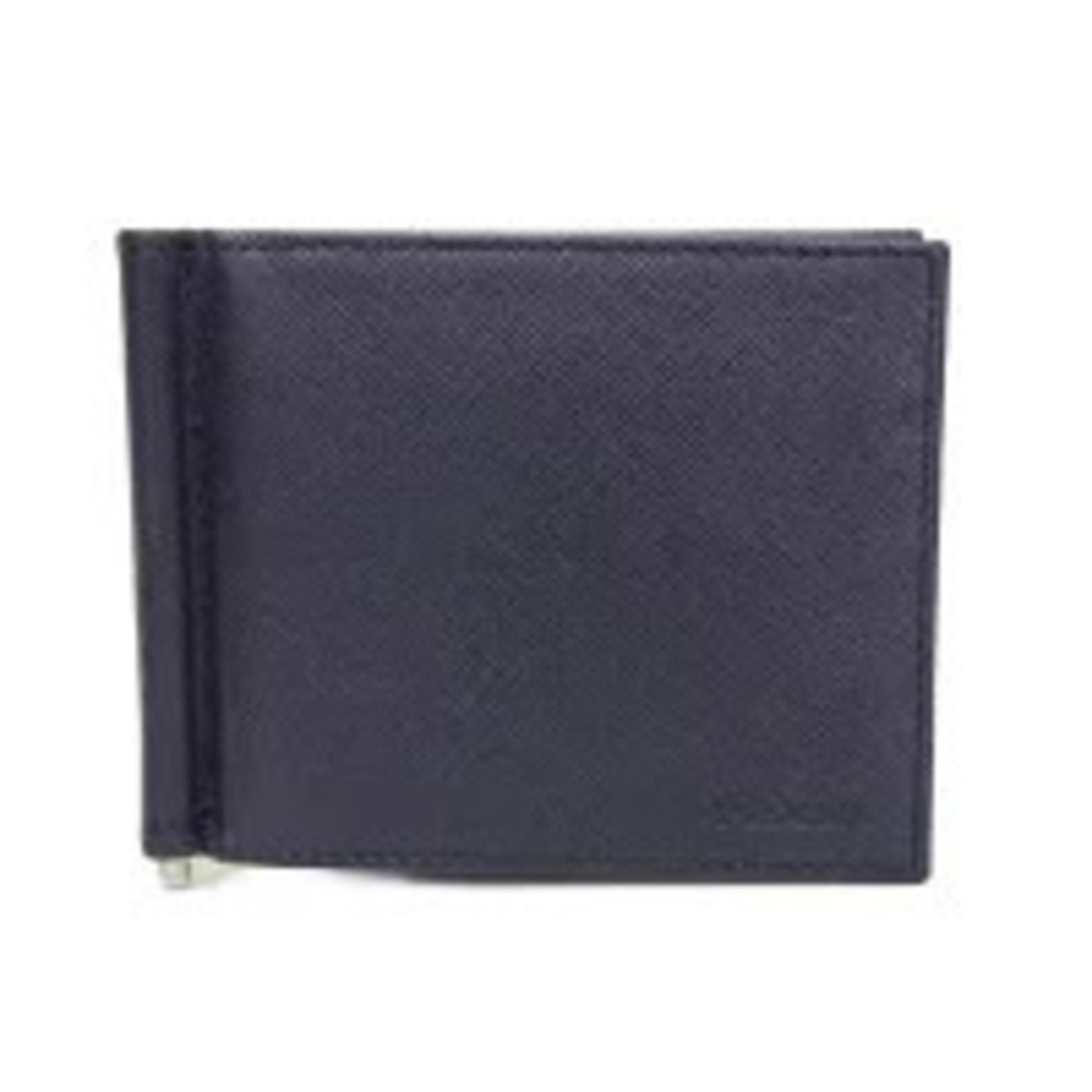 Prada Saffiano Leather Bifold Wallet Navy Blue Black